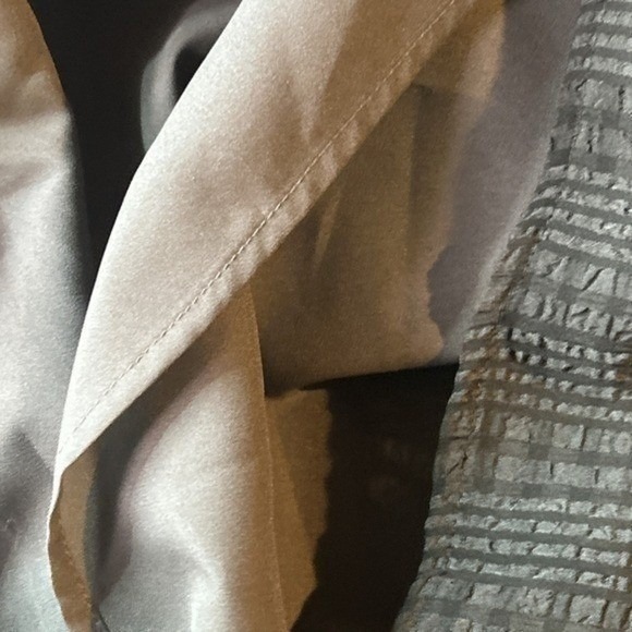 LOFT Plus Size 16 Ruffle Long Sleeve Tie Neck Dress NWT Gray Mini - Picture 13 of 13